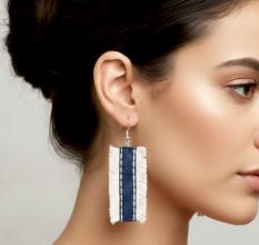 Handmade Rectangular Fabric Drop Earrings